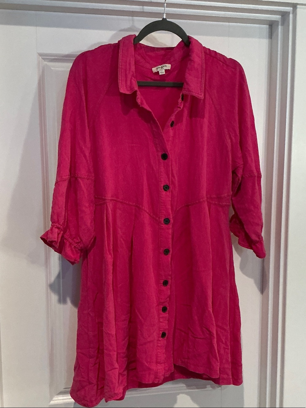 Umgee Women's Button-Front Pink Shirt Dress Size L